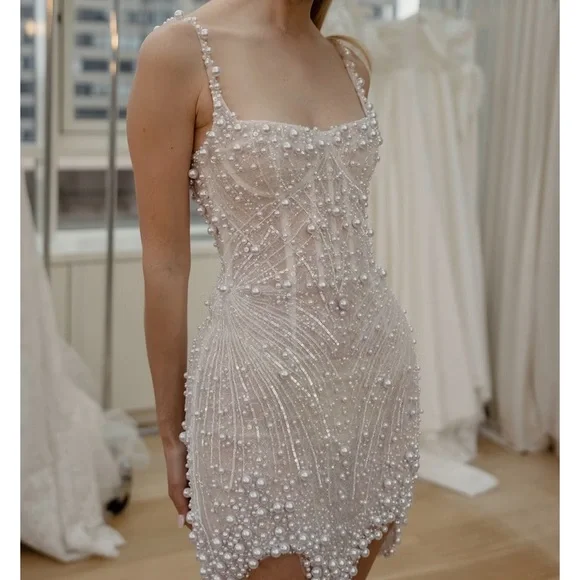 Chloe Pearl Sequin Embellished Mini Dress - Picture 1 of 7